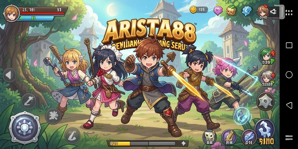 Screenshot gameplay ARISTA88 yang menampilkan aksi karakter Anime.