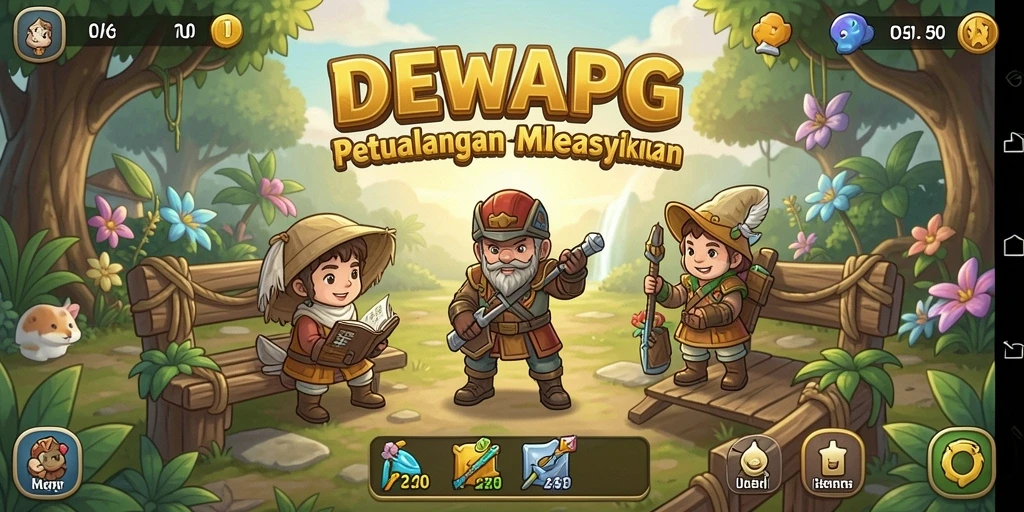 Tampilan gameplay DEWAPG dengan karakter yang beraksi dalam mode Idle.