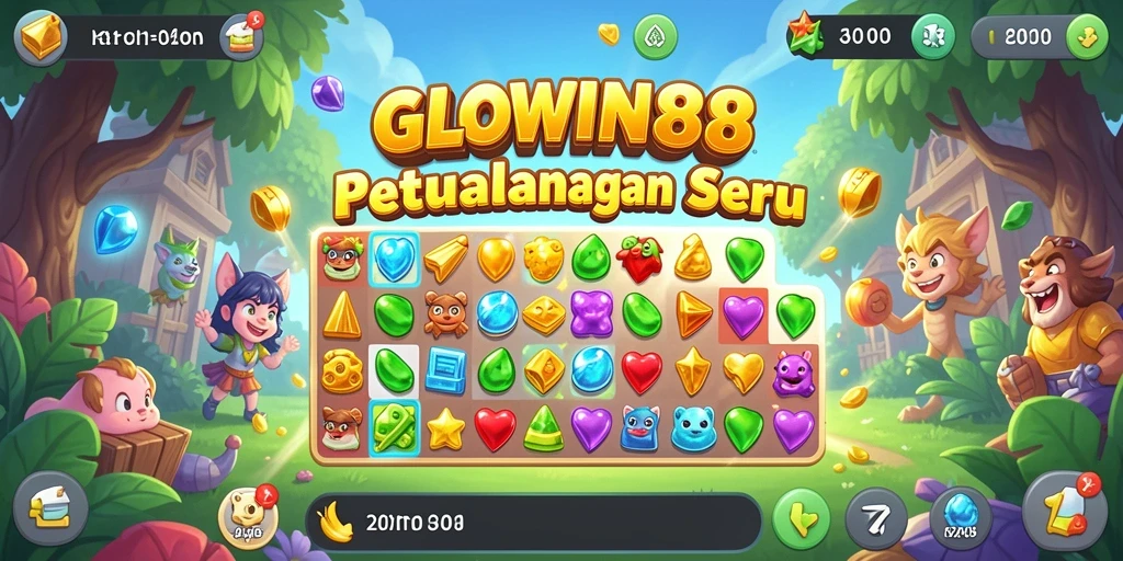 Tampilan gameplay seru di GLOWIN88 dengan tantangan Match-3.