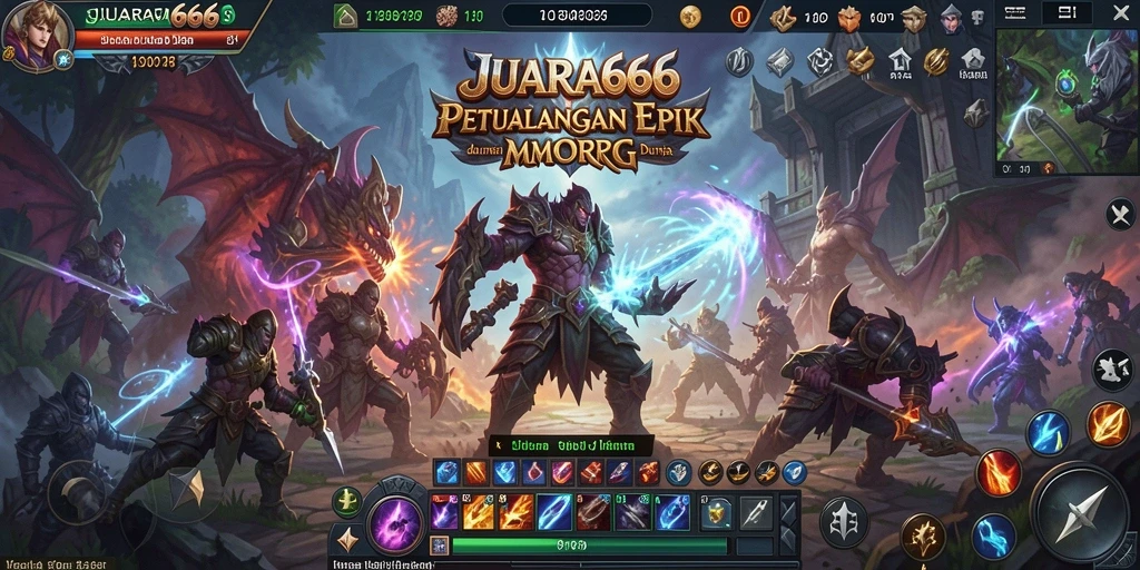 Screenshot JUARA666 menampilkan pertempuran seru di dunia MMORPG.