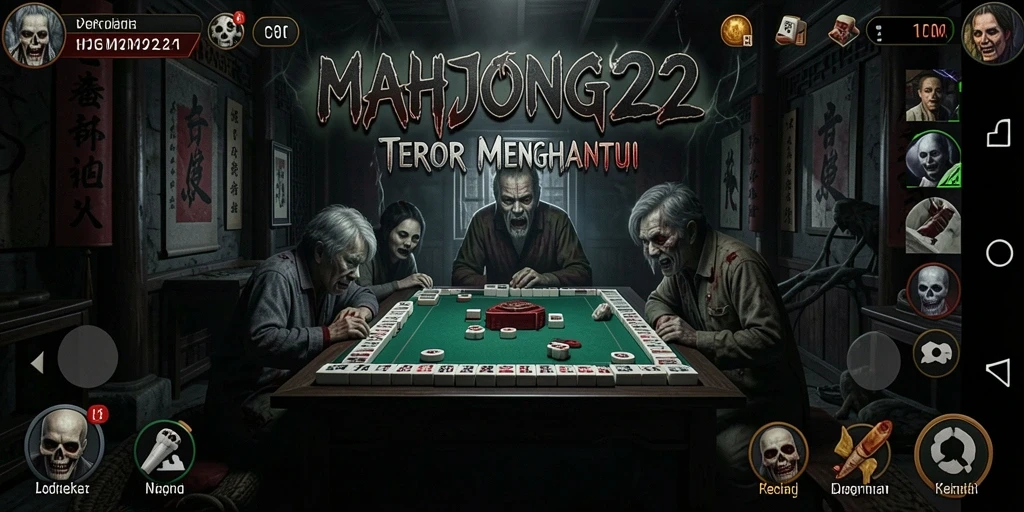 Tampilan gameplay menegangkan di dunia horor MAHJONG222.