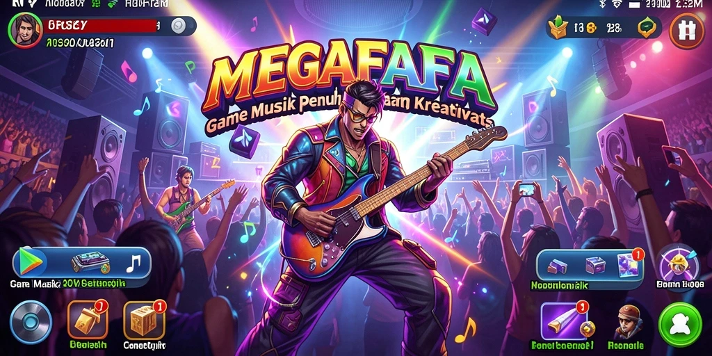 Tampilan menarik gameplay MEGAFAFA dengan warna-warna cerah dan musik yang energik.