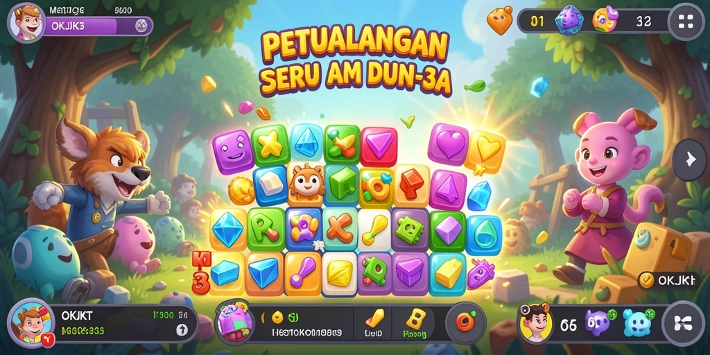 Screenshot gameplay OKJKT yang menampilkan keseruan mencocokkan item Match-3.