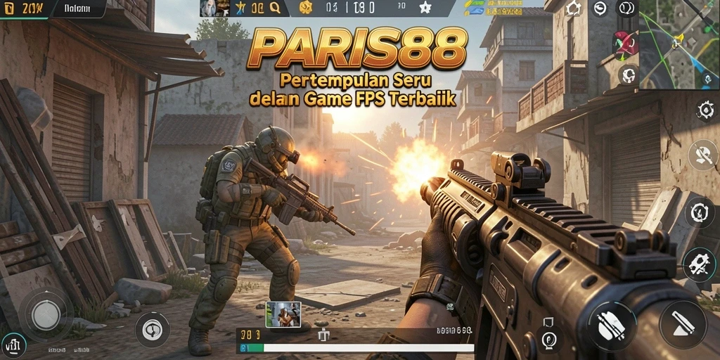 Screenshot menampilkan aksi intens dalam permainan FPS PARIS88.