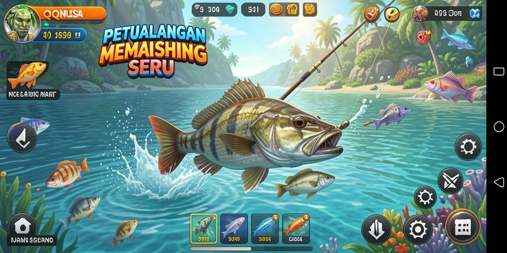 Tampilan permainan memancing seru di QQNUSA.