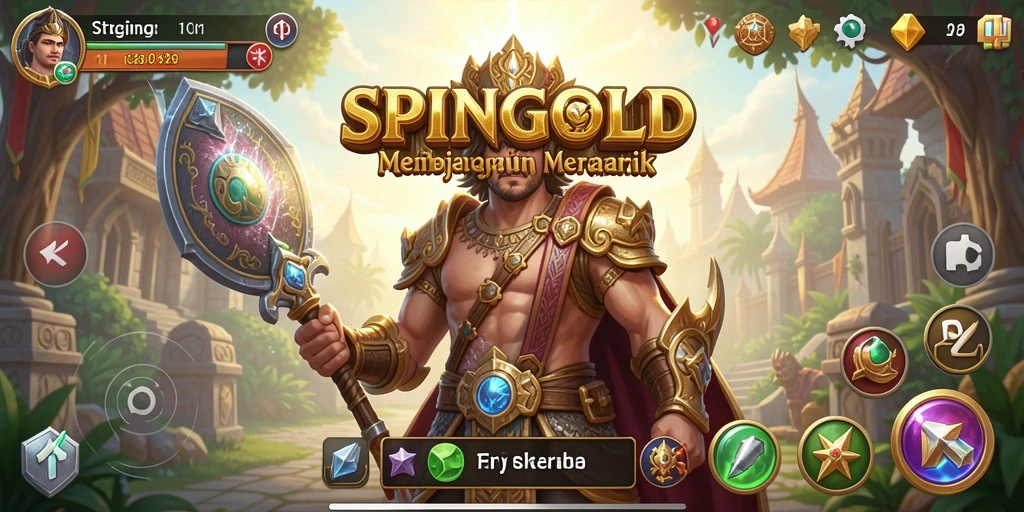 Tampilan gameplay menarik dalam SPINGOLD yang memikat pemain membangun kerajaan.